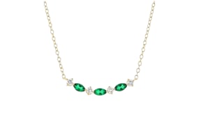 .30 ct. t.w. Lab-Grown Emerald and .20 ct. t.w. Lab-Grown Diamond Necklace in 18kt Gold Vermeil