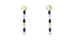 .50 ct. t.w. Lab-Grown Sapphire and .30 ct. t.w. Lab-Grown Diamond Drop Earrings in 18kt Gold Vermeil