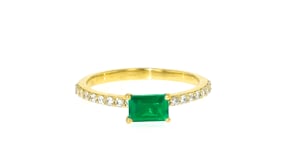 .40 Carat Lab-Grown Emerald and .20 ct. t.w. Lab-Grown Diamond Ring in 18kt Gold Vermeil