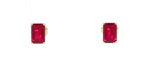 1.10 ct. t.w. Emerald-Cut Lab-Grown Ruby Earrings in 18kt Gold Vermeil