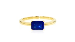 .90 Carat Emerald-Cut Lab-Grown Sapphire Ring in 18kt Gold Vermeil