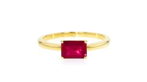 .80 Carat Emerald-Cut Lab-Grown Ruby Ring in 18kt Gold Vermeil