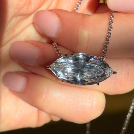 12CT EAST WEST SET MARQUISE PENDANT - PF1412/CZ