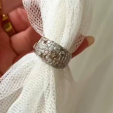 Pave Ring with Star Cutouts