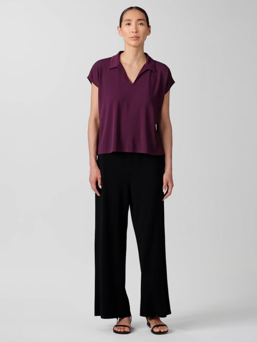 Fine Jersey Split Neck Top | EILEEN FISHER