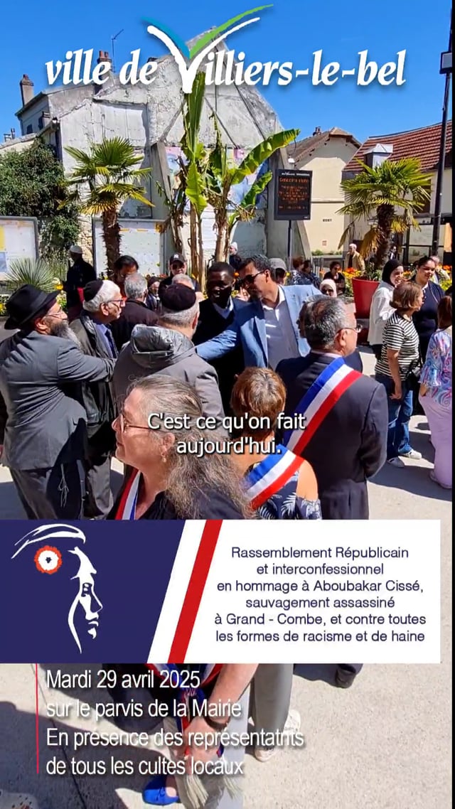 Vimeo Video : Rassemblement Républicain à Villiers-le-Bel en hommage à Aboubakar Cissé et contre toutes les formes de racisme et de haine