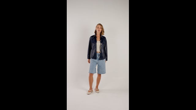 Camisa de Couro legítimo Sakiori Navy Noir