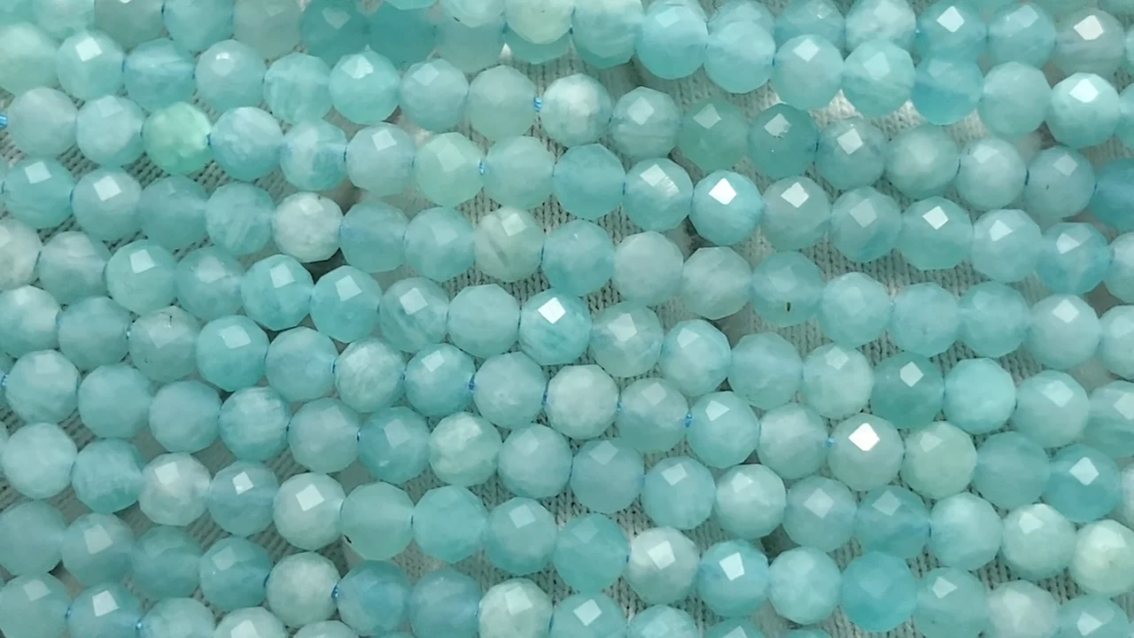 アマゾナイトシリカ ラウンドカット3mm 1連｜天然石ビーズの卸問屋  