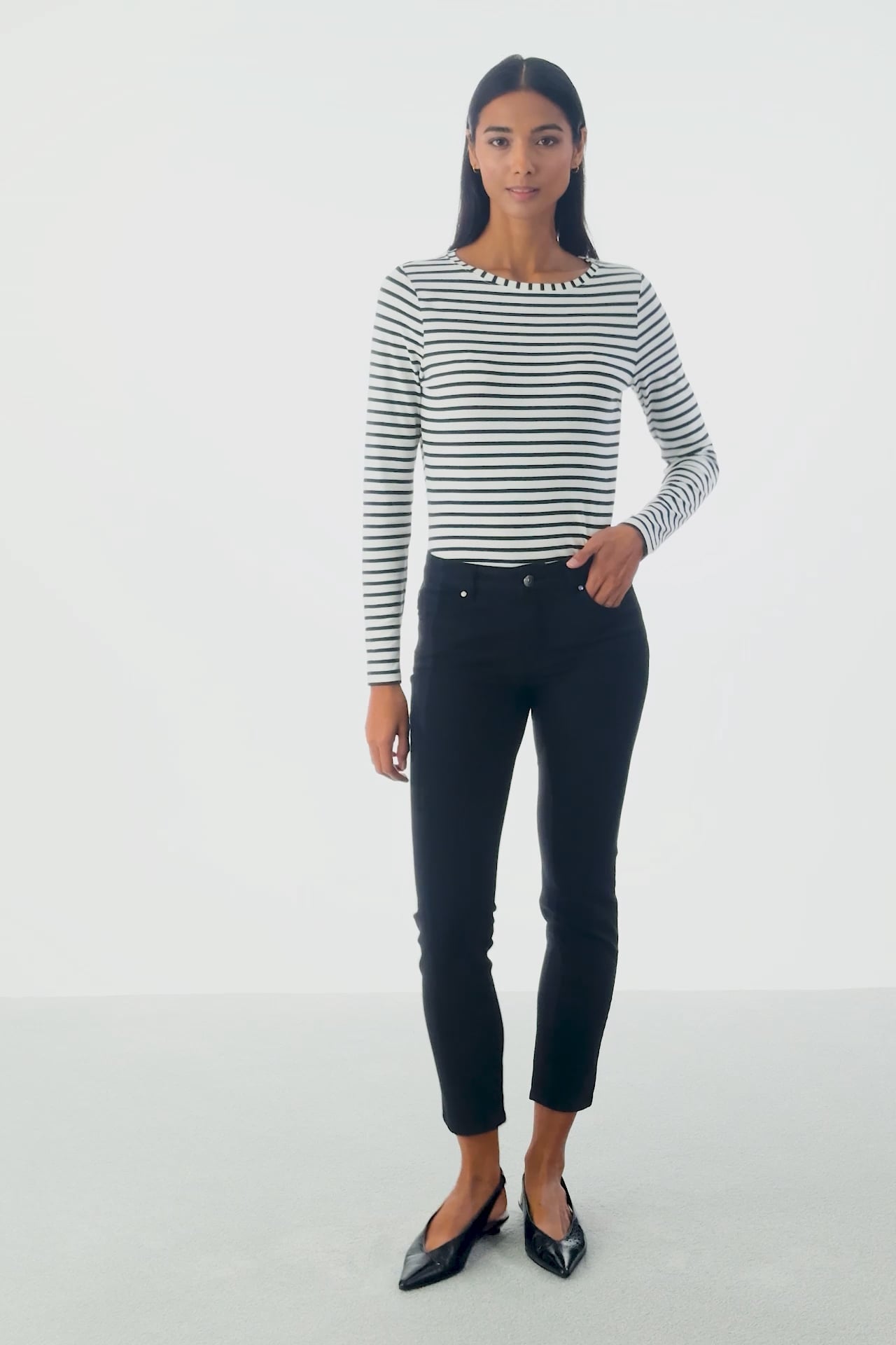 SUMIKO Long-sleeve shirt - black offwhite