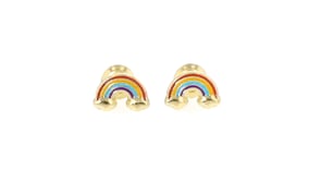 Childs Multicolored Enamel Rainbow Stud Earrings in 14kt Yellow Gold