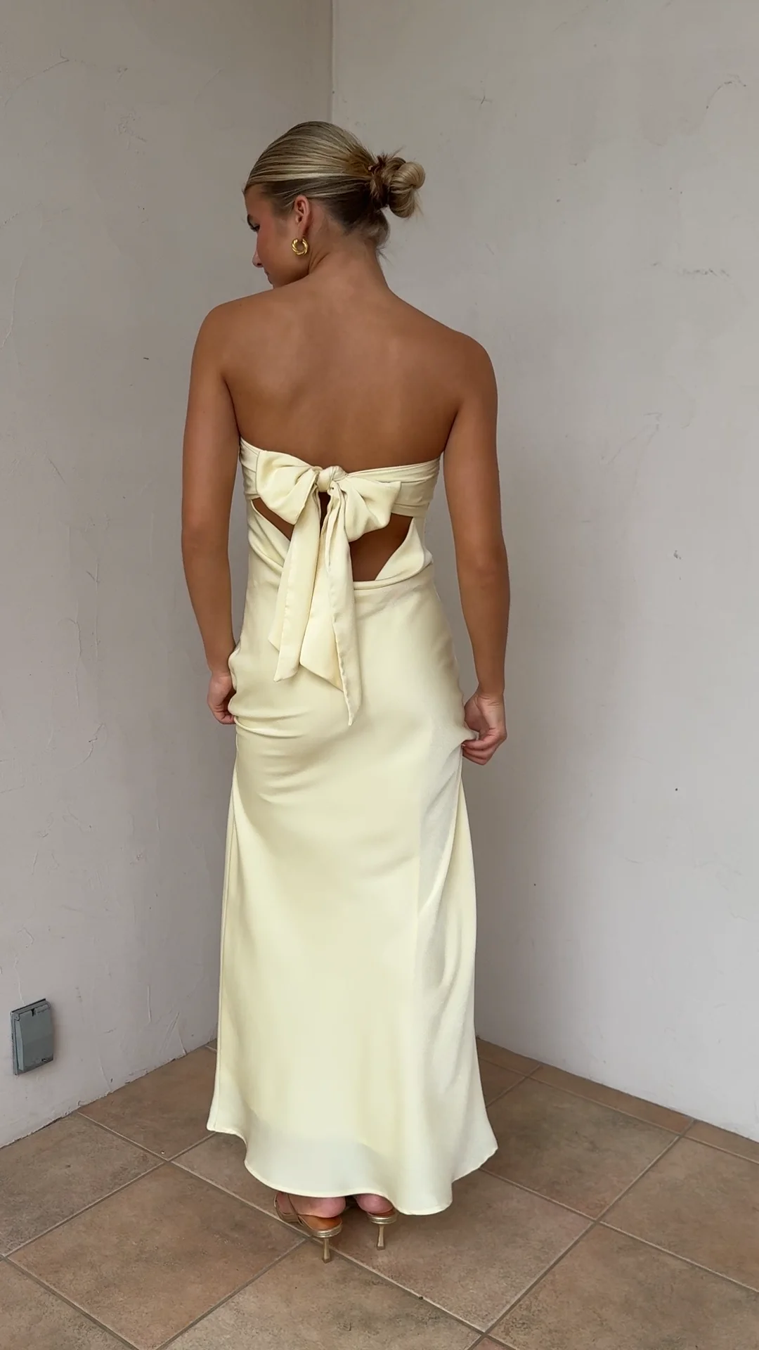 green emerald velvet dress Zapaka Women Yellow Long Bridesmaid Dress Mermaid Strapless Satin Wedding Guest Dress, Yellow / US16 main image 0