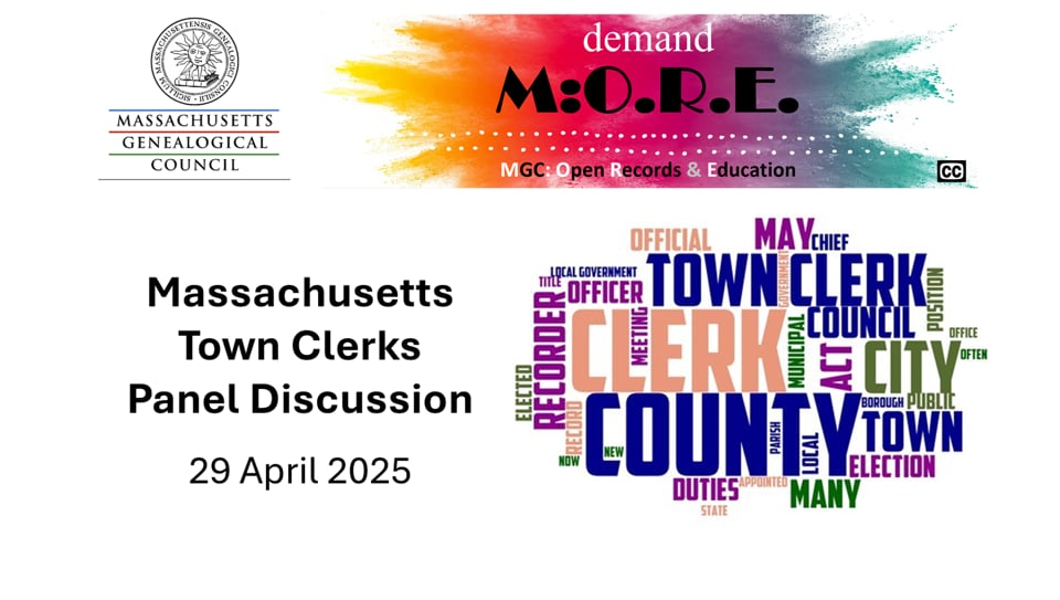 MGC's MORE program shows a word cloud based on town clerk duties.
