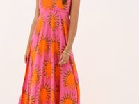 Pink maxi dress with solar print | My Jewellery