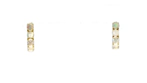 Opal Huggie Hoop Earrings in 14kt Yellow Gold