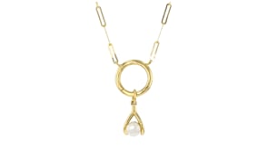 4.5-5mm Cultured Pearl Wishbone Charm in 14kt Yellow Gold