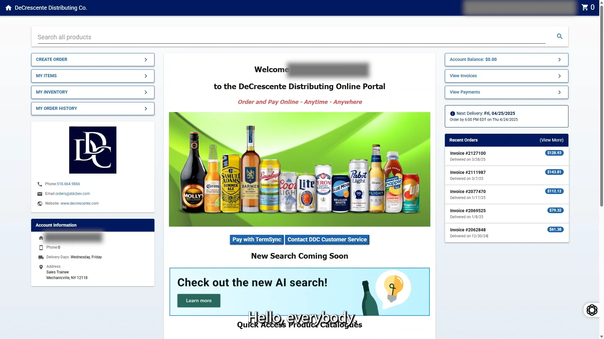 New VIP Ordering Portal