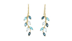 3.90 ct. t.w. Tonal Blue Topaz Vine Drop Earrings in 18kt Gold Over Sterling