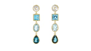 10.40 ct. t.w. Tonal Blue and White Topaz Drop Earrings in 18kt Gold Over Sterling
