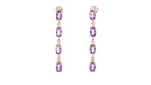 3.20 ct. t.w. Amethyst and .40 ct. t.w. White Topaz Drop Earrings in 18kt Rose Gold Over Sterling