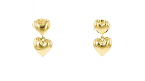 Italian 10kt Yellow Gold Double-Heart Drop Earrings
