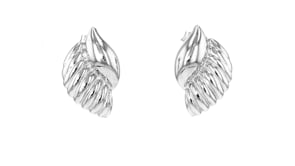 Italian Sterling Silver Ribbed Seashell Earrings