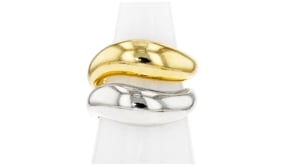 Sterling Silver and 18kt Gold Over Sterling Jewelry Set: Two Sculptural Rings