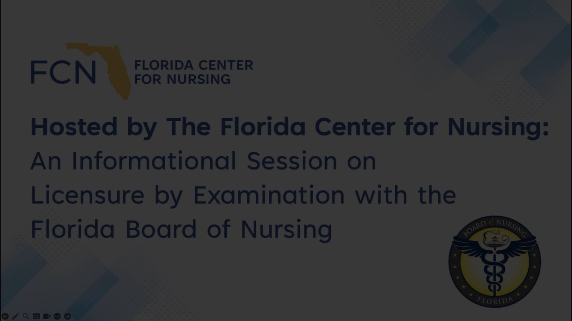 An Informational Session on Licensure by Examination with the Florida ...