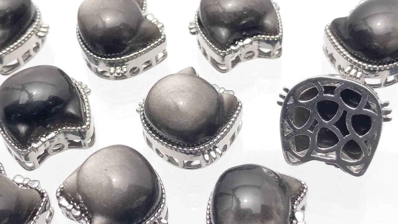 29☆❁¨̮プロフお読みください✧︎*。様　高品質　シルバーオブシディアン　パーム シルバーオブシディアン パーム53◇Silver obsidian◇天然石