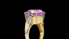 15.00 Carat Kunzite Ring with .27 ct. t.w. Diamonds in 14kt Yellow Gold
