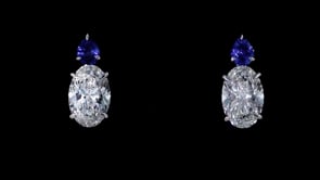 3.00 ct. t.w. Lab-Grown Diamond Drop Earrings with .40 ct. t.w. Sapphires in 14kt White Gold