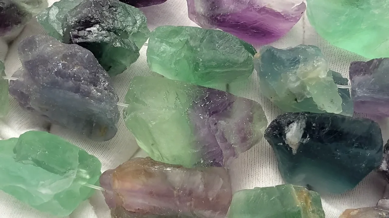 マルチカラーフローライト ラフロックタンブル 【Sサイズ】 1連