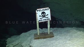 1374_No entry sign in Cenote Tajma Ha, Yucatan Mexico