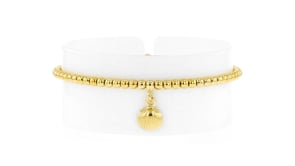 Italian 3mm 18kt Gold Vermeil Stretch Bead Bracelet with Seashell Charm