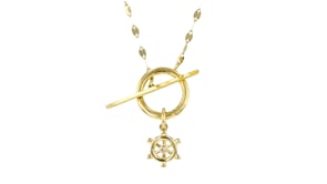 14kt Yellow Gold Ship Wheel Charm with Single Diamond