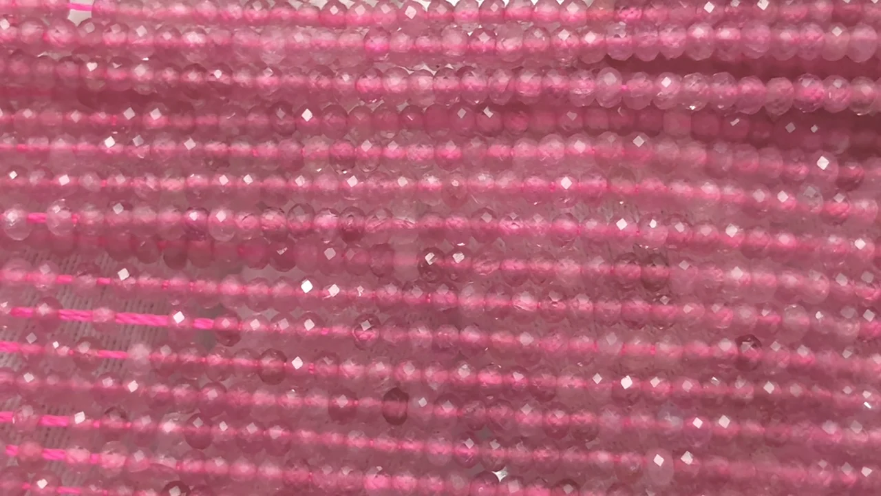 ピンクトルマリン ボタンカット2×2×1.5mm ｜天然石ビーズの卸問屋