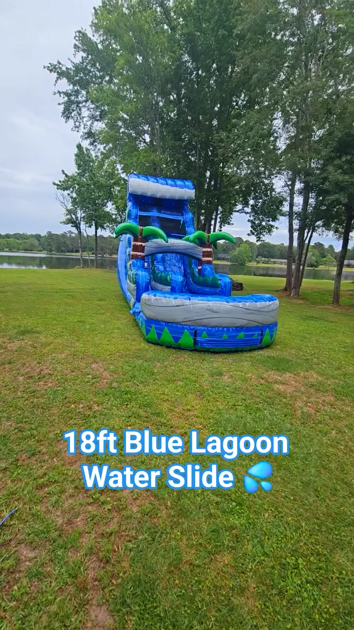 18ft Blue Lagoon Water Slide W/ Pool | Bouncer World SC | Sumter, SC
