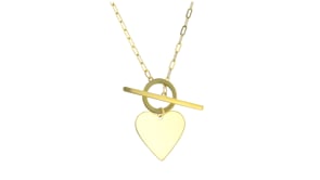 Italian 14kt Yellow Gold Personalized Heart Paper Clip Link Toggle Necklace