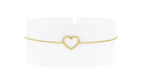 Italian 14kt Yellow Gold Beaded Heart Bracelet