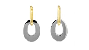 18kt Gold Over Sterling Hoop Earrings with Removable Oval Sterling Silver Drops
