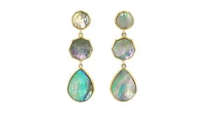 Abalone Shell Geometric Drop Earrings in 18kt Gold Over Sterling