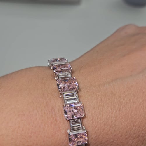 Pink Radiant Cut Bracelet
