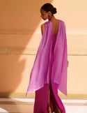 Video: Bicolor long gown with crossover neckline and layered straps Video: Bicolor long gown with crossover neckline and layered straps