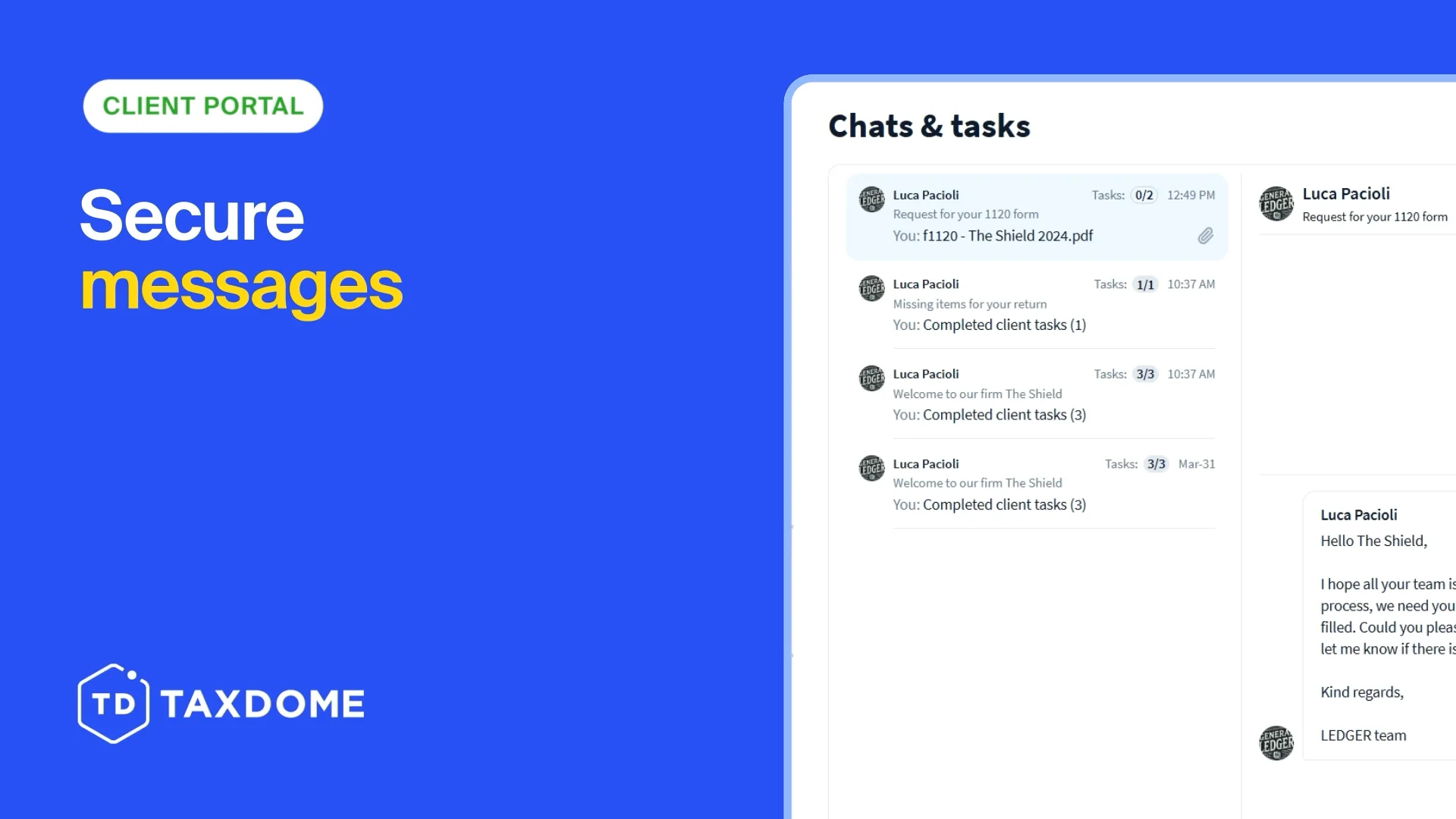 Client Portal: Secure messages