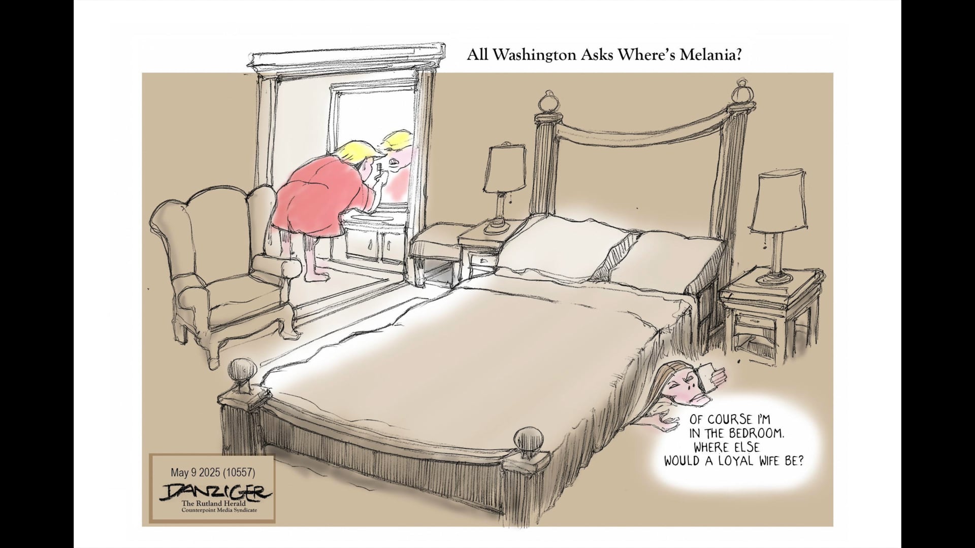 Danziger Live-Cartoon: Where's Melania