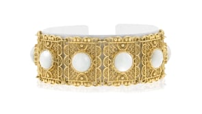 Mother-of-Pearl Filigree Panel Bracelet in 18kt Gold Over Sterling