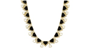 Mother-of-Pearl and Onyx Necklace with 3.50 ct. t.w. White Topaz in 18kt Gold Over Sterling