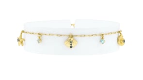 .60 ct. t.w. Swiss and London Blue Topaz Sea Life Anklet in 18kt Gold Over Sterling