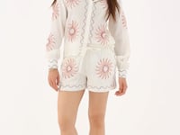 White embroidered shorts with sun detail | My Jewellery