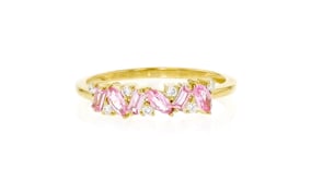 .30 ct. t.w. Lab-Grown Pink Sapphire Necklace with Lab-Grown Diamonds in 18kt Gold Vermeil