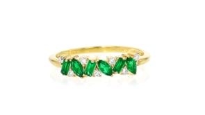 .20 ct. t.w. Lab-Grown Emerald Ring with Lab-Grown Diamonds in 18kt Gold Vermeil